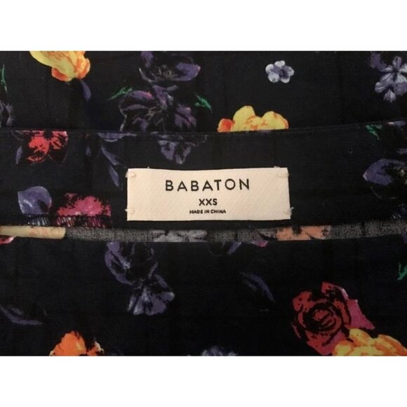 ARITIZIA BABATON Malik Blouse Off the Shoulder Top Size XXS Indigo Blue Floral - Picture 7 of 9